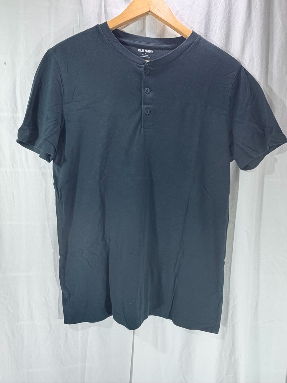 Old Navy Men's Dark Black Henley Short Sleeve Tee